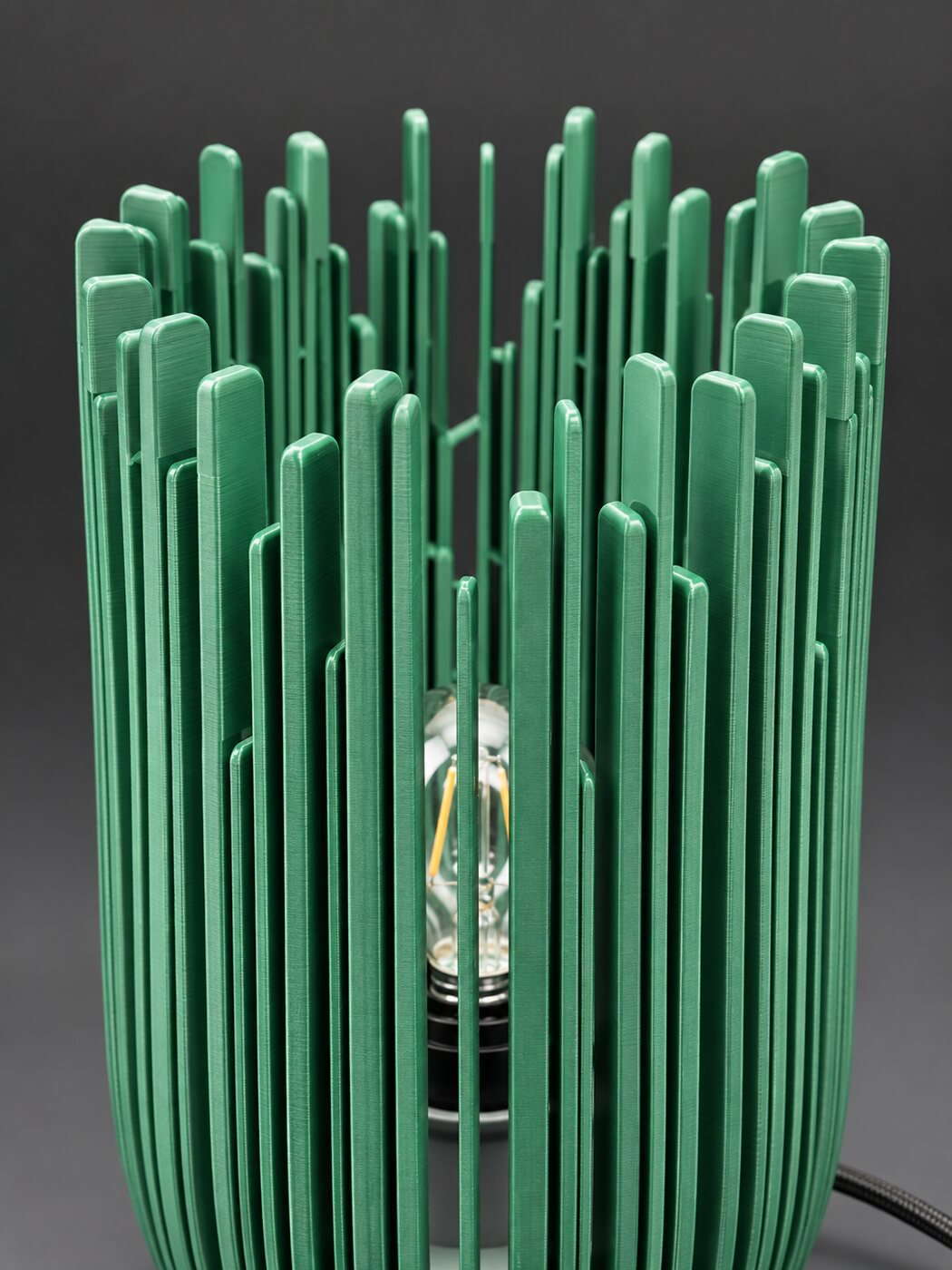 Close-up of printed EVERGREEN ribs