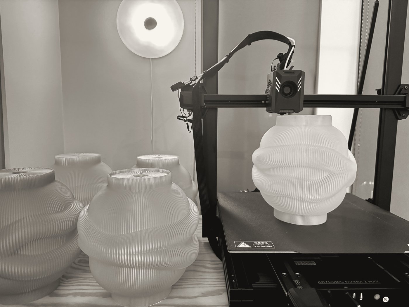 Test shades beside the printer in the NORE studio